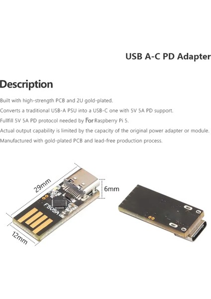 Raspberry Pi5 USB Ac Pd Adaptörü Mini Pd Tetik Aktivasyon Gücü Usb-A'dan Usb-C'ye Raspberry Pi 5 Adaptörü (Yurt Dışından) fırsatları