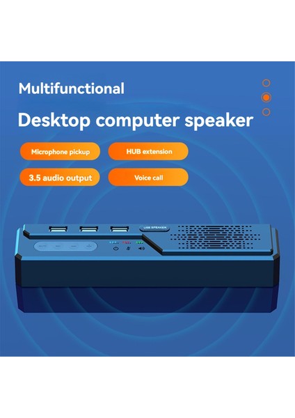 Bluetooth Hoparlörlü Pc USB Hub Çok Işlevli Masaüstü Hoparlör Hub Mikrofon ve Ses Ayarlama Fonksiyonu ile (Yurt Dışından)