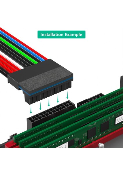 Atx 24 Pin - 90 Derece Güç Fişi Adaptörü Masaüstü Bilgisayarlar Için Güç Kaynağı Kablosu Konnektörü Dıy Montaj Aksesuarları (Yurt Dışından)