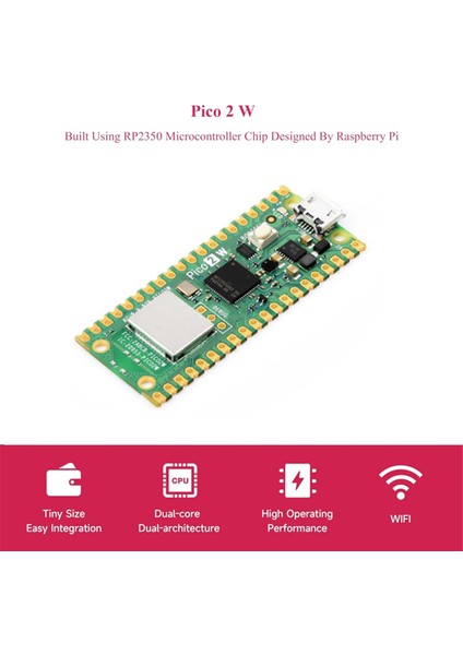 Raspberry Pi Pico 2 W Mikrodenetleyici Kartı, 2.4ghz 802.11N Kablosuz Lan Wifi 4 ve Bluetooth 5.2, Arm CORTEX-M33 (Yurt Dışından)
