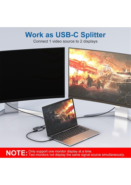 2 Bilgisayar Için Anahtar Ayırıcı, Çift Yönlü USB C Kvm Anahtarı 1 Giriş 2 Çıkış 8K@60Hz/4K@144Hz Video Aktarımı 10GBPS (Yurt Dışından)