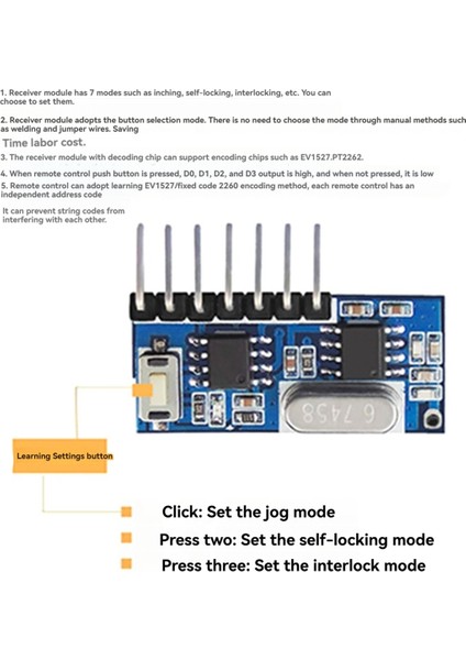 Alıcı Modülü Verici Kod Çözme Alıcı Jog Kendiliğinden Kilitlenen Kilit Kontrol Modülü 433MHZ Uzaktan Kumandalı (Yurt Dışından) fırsatları