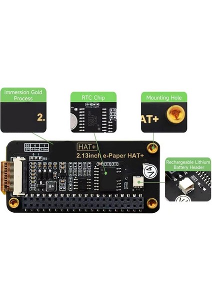 2.13 Inç E Kağıt Hat+ Siyah-Beyaz Spı 250X122 Piksel E-Mürekkep Raspberry Pi 5/4b/zero/zero W /jetson Nano /sunrise X3 Pi Için (Yurt Dışından)