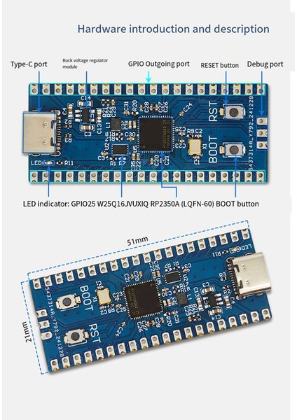 Raspberry Pi PICO2-RP2350 Geliştirme Kartı RP2350A'YA Dayalı, Mikro-Python Için, Arduino Için (Yurt Dışından)