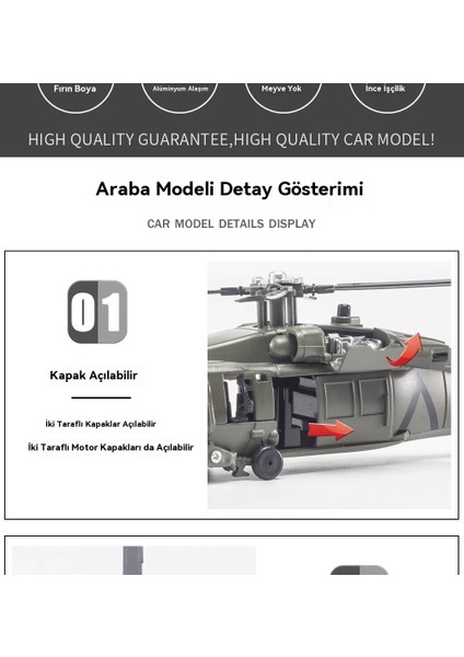1:64 Black Hawk Savaş Helikopteri Alaşım Model Seti (Yurt Dışından) modelleri