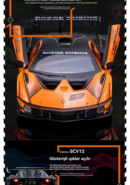 1:24 Lamborghini SCV12 Alaşımlı Araç Modeli (Yurt Dışından) fırsatları