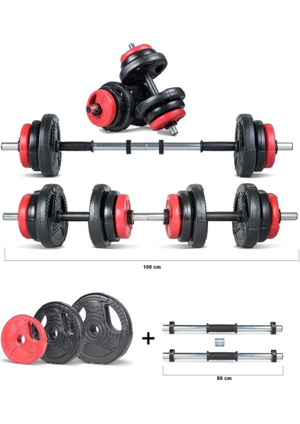 22 kg Grip Plate Multifonksiyonel Turuncu Siyah Halter Seti ve Dambıl Seti