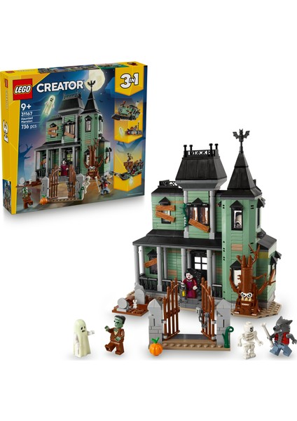 ® Creator 3'ü 1 Arada Hayaletli Köşk 31167 - 9 Yaş & Üzeri Çocuklar Için Gemi ve Tren Olabilen Oyuncak Yapım Seti (736 Parça)