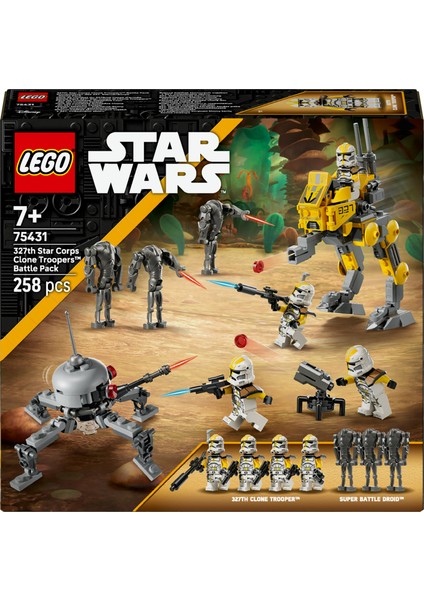 ® Star Wars: Sith’in İntikamı 327. Star Corps Klon Trooper Savaş Paketi 75431 - 7+ Çocuklar için Yaratıcı Oyuncak Yapım Seti (258P) modelleri