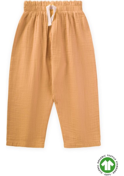 Organic Beli Fırfırlı Geniş Kesim Müslin Pantolon 1-8 Yaş Sundres