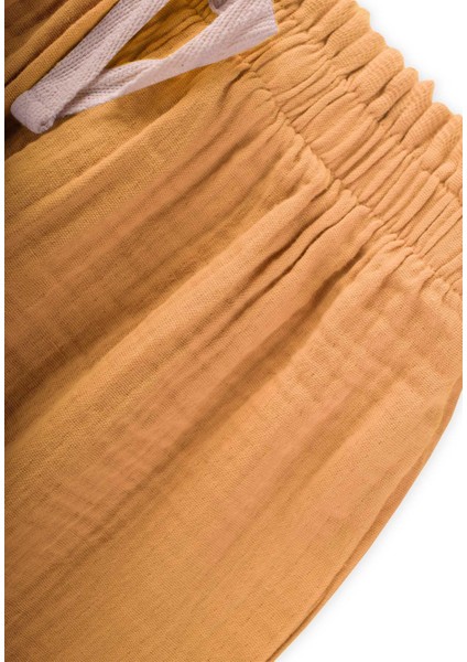 Organic Beli Fırfırlı Geniş Kesim Müslin Pantolon 1-8 Yaş Sundres modelleri