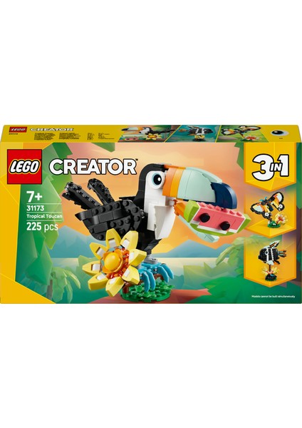 ® Creator 3'ü 1 Arada Vahşi Hayvanlar: Tropikal Tukan Kuşu 31173 - 7+ Çocuklar Için Yaratıcı Oyuncak Yapım Seti (225 Parça) modelleri