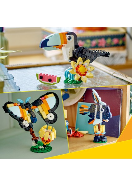 ® Creator 3'ü 1 Arada Vahşi Hayvanlar: Tropikal Tukan Kuşu 31173 - 7+ Çocuklar Için Yaratıcı Oyuncak Yapım Seti (225 Parça)