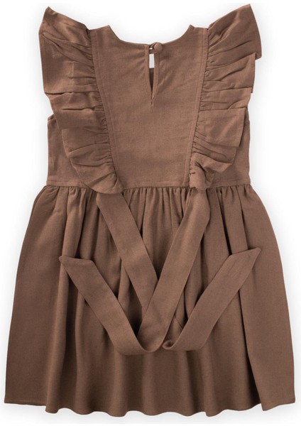 Yanları Bağcıklı Keten Elbise 2-7 Yaş Caramel fiyatları