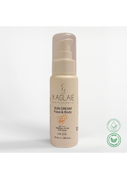 İkaglaie Güneş Kremi SPF 50+ Güneş Alerjisinde Yüksek Uv Koruma - Leke Karşıtı - Vegan ( 50 ml )