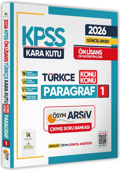 2026 Kpss Önlisans/ortaöğretim Türkçenin Kara Kutusu Konu Konu Paragraf 1 Ösym Çıkmış Soru Bankası
