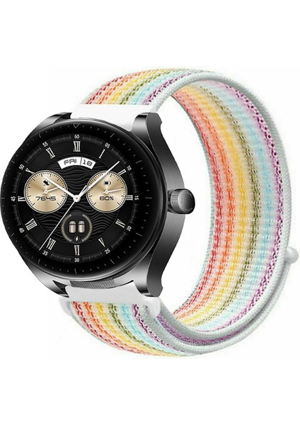 Huawei Watch Buds ile Uyumlu Kordon Kumaş Desenli Cırt Cırtlı Spor Kayış