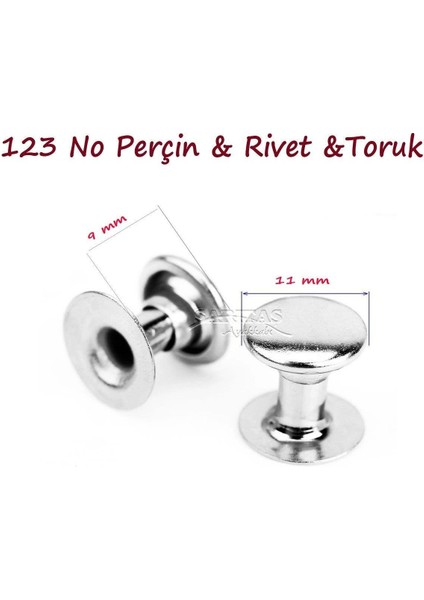 Toptan Perçin, Rivet, Toruk 123 No 1000 Adet (Leathercraft, Deri Hobi) Nikel