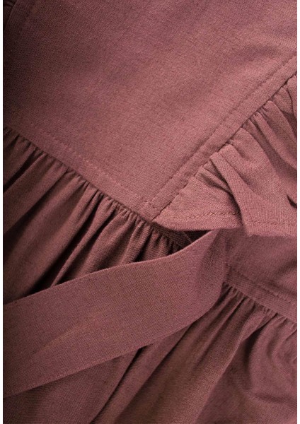 Yanları Bağcıklı Keten Elbise 2-7 Yaş Mürdüm modelleri