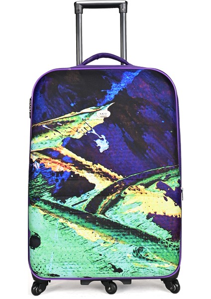 5133 Büyük Boy Kumaş Valiz – 5 Tekerlekli, Şifreli Kilit & Kelebek Kayışlı