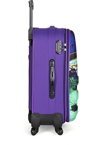 5133 Büyük Boy Kumaş Valiz – 5 Tekerlekli, Şifreli Kilit & Kelebek Kayışlı modelleri