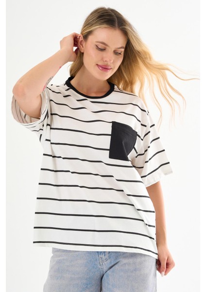 Alexandergardı Cep Detaylı Çizgili T-Shirt