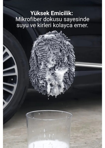 Mikrofiber Araba Yıkama Fırçası Uzun Saplı Detay Fırçası Oto Mopu- Temizlik Bezi Hediyeli modelleri
