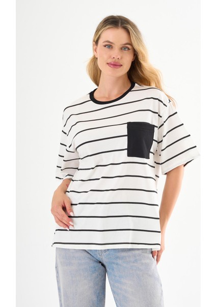 Alexandergardı Cep Detaylı Çizgili T-Shirt