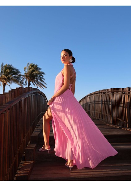 Eh Collection Sırt Dekolte Pileli Elbise