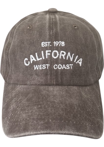 Vintage Görünümlü Unisex Lüks Yıkamalı Nakışlı Şapka - Kahverengi