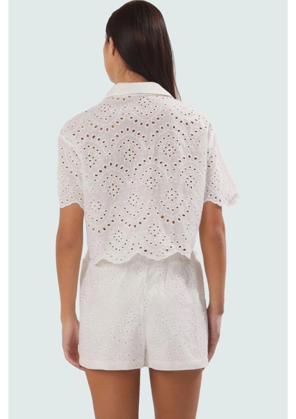 Brode Detaylı Pamuklu Şort Takım Kısa Kol Yazlık Zarifane Tasarım Seçkin Malzeme modelleri