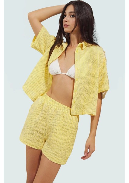 Rahat Yazlık Şort Gömlek Takımı Dokuma Kumaş Çok Ekose Kaliteli Işçilik Yüksek Kalite