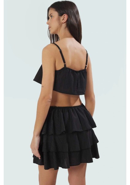 Pamuklu Fitilli Plaj Takımı Carmen Yaka Kısa Bluz ve Etek Profesyonel Görünüm Mükemmel Uyum modelleri