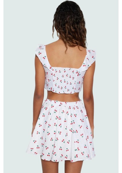 Pamuk Çilekli Yazlık Bluz Etek Takım Kolsuz Bisiklet Yaka Fitted Geniş Paça Konforlu Kesim modelleri