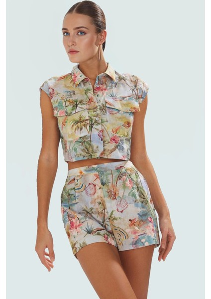 Pamuklu Yazlık Plaj Takımı Tropikal Desen Fitted Kalıp Özenle Seçilmiş Yüksek Kalite Modern Stil fiyatları