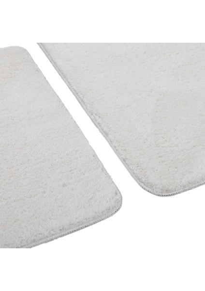 2'li Peluş Banyo Paspası Takımı – Yumuşak Kaymaz Tabanlı Klozet Takımı 60X50 - 60X100 Krem
