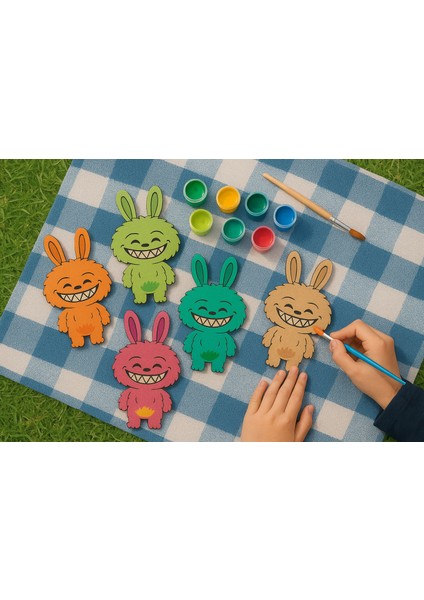 10 Adet Labubu Ahşap Boyama – Okul Öncesi Dıy Etkinlik ve Sanat Aktivitesi indirimleri