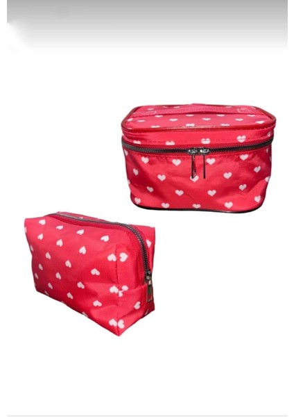 Şık ve Kullanışlı 2'li Makyaj Organizatörü Seyahat Kozmetik Çanta Seti