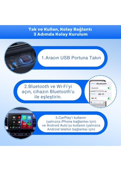 Mini Ultra Kablosuz Caplay & Android Auto Dönüştürücü Tak Çalıştır fırsatları