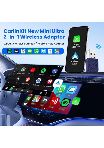 Mini Ultra Kablosuz Caplay & Android Auto Dönüştürücü Tak Çalıştır fiyatları