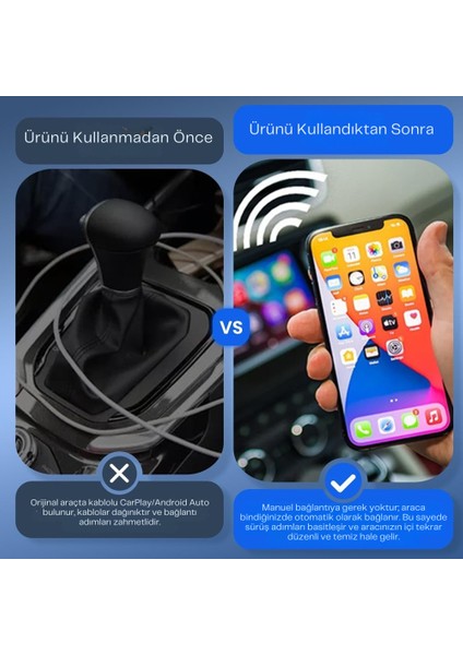 Mini Ultra 2025 Kablosuz Carplay & Android Auto Adaptörü | iPhone ve Android Uyumlu modelleri