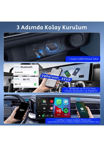 Mini Ultra 2025 Kablosuz Carplay & Android Auto Adaptörü | iPhone ve Android Uyumlu indirimleri
