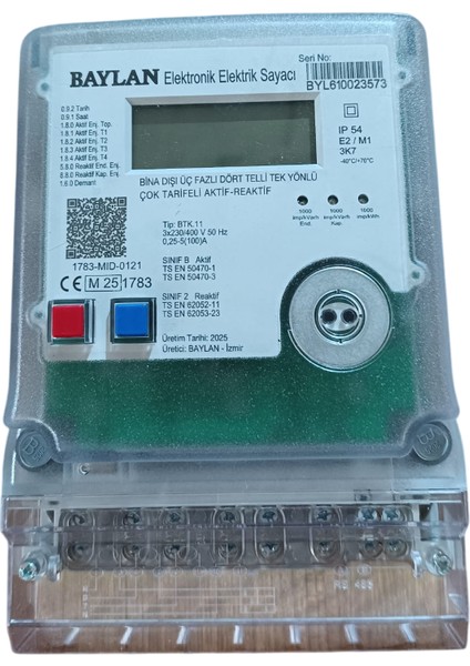 Kombi Trifaze Elektrik Sayacı BTK11 DRK220