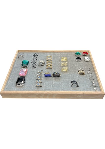 Gri Ahşap Yüzük ve Takı Düzeni, 34,5X24,5X2,5 Cm, Şık ve Işlevsel Tasarım indirimleri