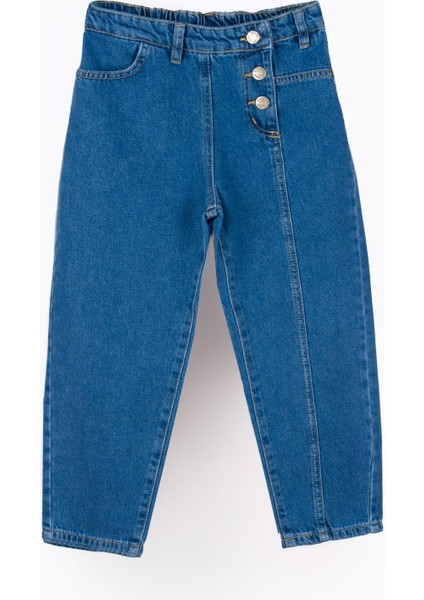 Yigit Butik Yan Dügmeli Kız Çocuk Jean Pantolon