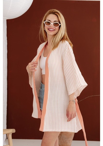 4 Kat Müslin Kimono - Coral indirimleri