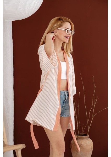 4 Kat Müslin Kimono - Coral