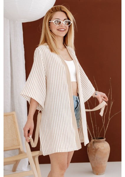 4 Kat Müslin Kimono - Beige modelleri