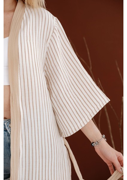 4 Kat Müslin Kimono - Beige fırsatları