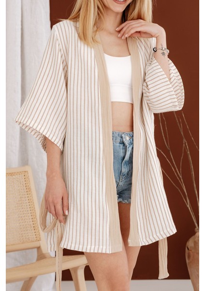 4 Kat Müslin Kimono - Beige